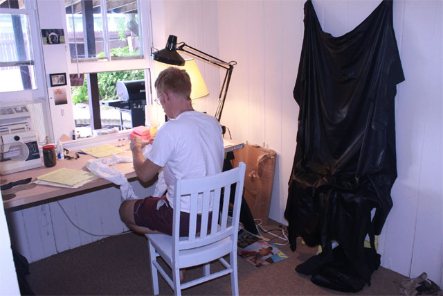 Nicolaus Chaffin, working in his Fire Island Artist Residency studio. Photo courtesy of Alex Fialho.