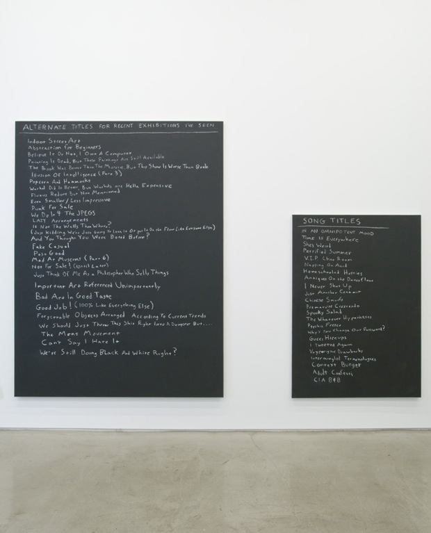Scott Reeder's  "Alternate Titles for Recent Exhibitions I've Seen", from "People Call Me Scott" at Lisa Cooley