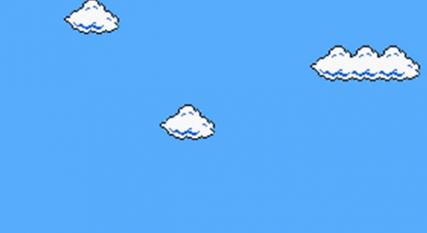 Still from Super Mario Clouds, Cory Arcangel, 2002.