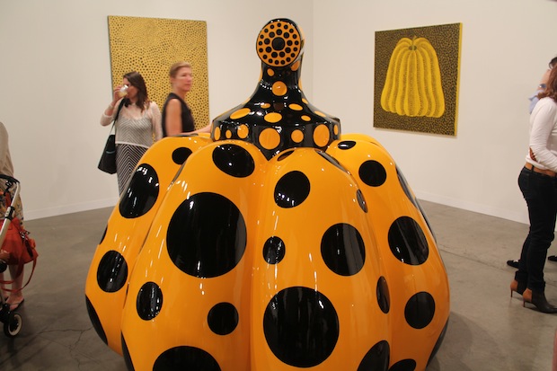 Pumpkin and paintings by Yayoi Kusama, the subject of a few major recent retrospective shows in New York