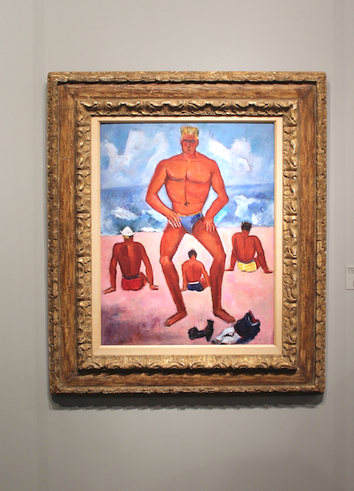 Thank god for Marsden Hartley, whose legacy almost always provides something unexpected. Something about this beach guy squatting on a smaller, distant man feels right for beachside art fair culture. (Whitney)