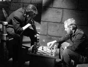 Christian Jankowski (right) plays chess with Frankenstein's monster in -- wait for it -- Playing Frankenstein (Photo: Christian Jankowski)