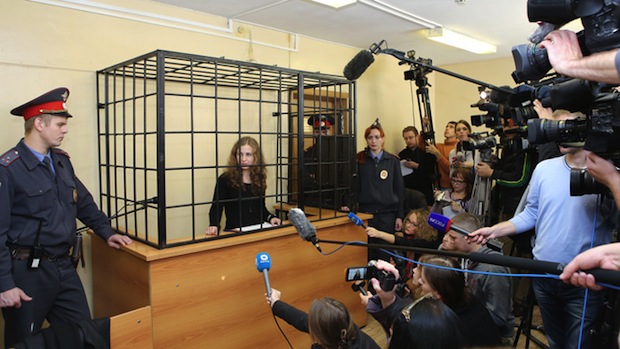 Pussy Riot's Maria Alyokhina, at the Avtozavodsky District Court in Nizhny Novgorod hearing her motion to mitigate penalty (RIA Novosti / Oleg Zoloto) (via http://rt.com)