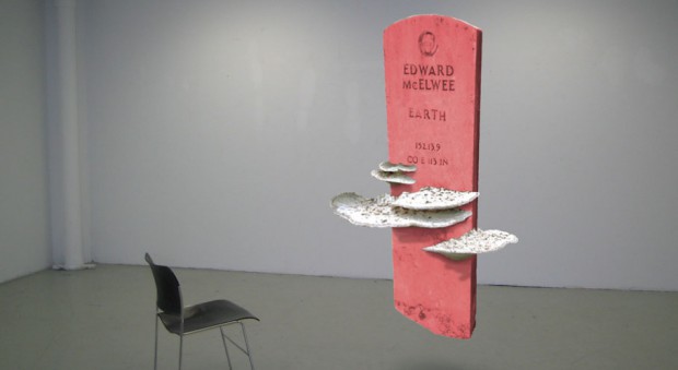 From one of this week's dream exhibitions: one of Jimmy McBride's space tombstones.