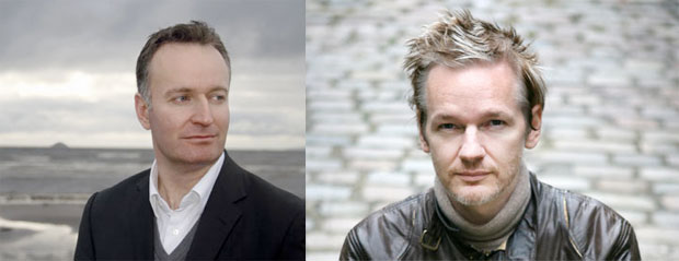 Andrew O'Hagan (left) Julian Assange (right). 