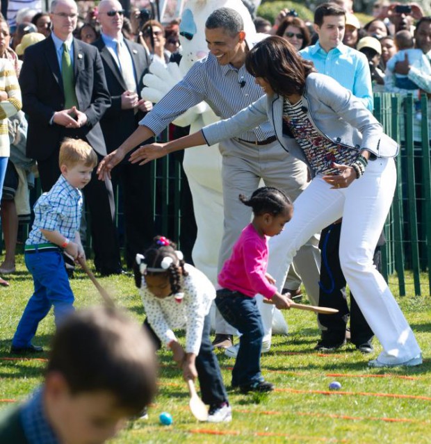 Barack and Michelle Obama and the Easter Egg Roll
