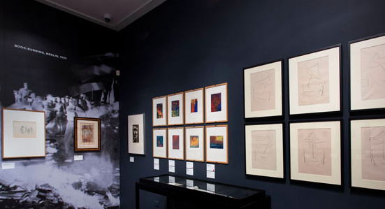 Installation view of Degenerate Art: The Attack on Modern Art in Nazi Germany, 1937. Image courtesy of the Neue Galerie.