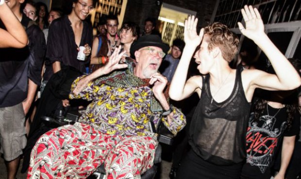 Image of Chuck Close partying, courtesy of Billy  Farrell Agency and Blouin Artinfo http://www.blouinartinfo.com/news/story/807627/artists-score-backhanded-win-in-california-resale-royalties