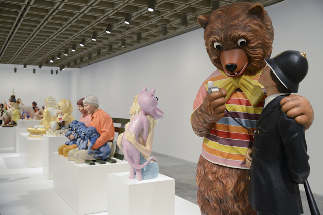 Bear and Policeman at the Jeff Koons Retrospective at the Whitney