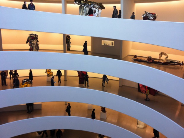 Installation view of John Chamberlain: Choices (2012) in the Guggenheim rotunda. Photo courtesy of Jacinda Russell.
