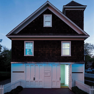 Image of the Dan Flavin Institute, a firehouse in Bridgehampton, NY, which holds a permanent installation of works by Dan Flavin. The project is  upkept by Dia, with support from Heiner Friedrich and David Zwirner (Image courtesy of hamptons-magazine.com)
