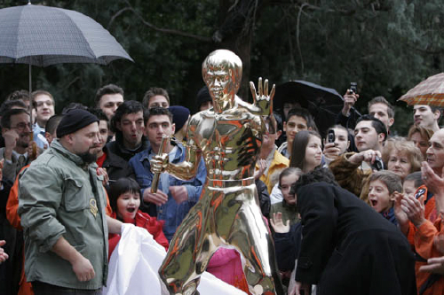 Unveiling of the Bruce Lee statue in Mostar, Bosnia and Herzegovina (via IMG MGMT, Art F City)