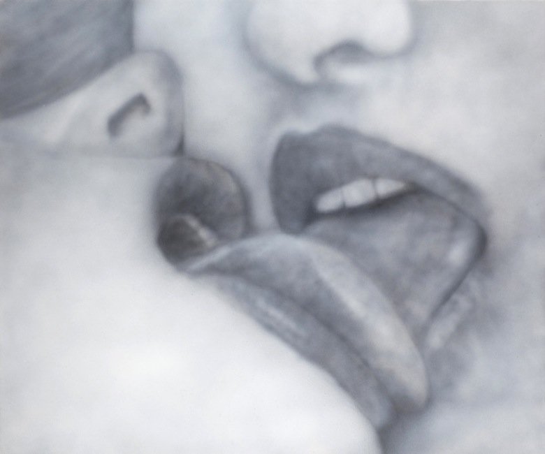 Betty Tompkins, "Kiss Painting 4," 2012 (Image courtesy of Say it With Silence)
