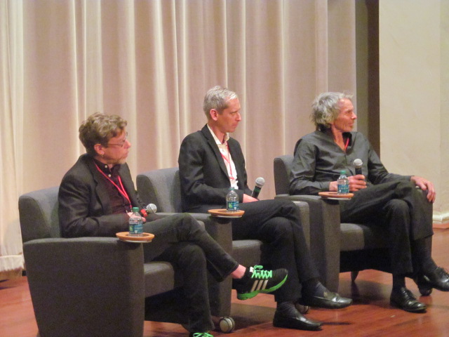 From left to right: Crispin Sartwell, moderator Alistair Hudson, and Ken Dunn.