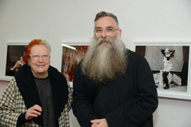 nayland and martha in front of her work