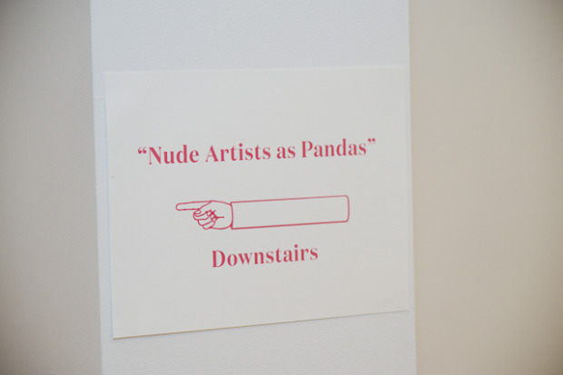 nude artists as pandas downstairs sign