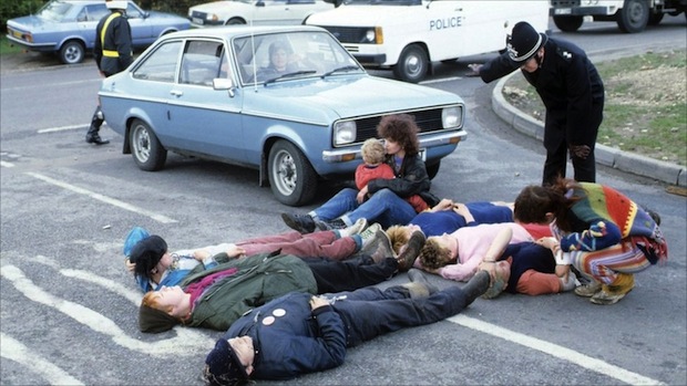 Women protesting a nuclear weapons site at the Greenham Common Women's Peace Camp (Image courtesy of bbc.co.uk)