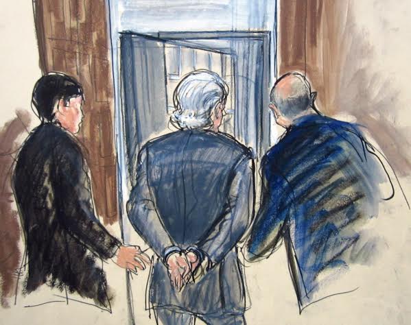 Bernard Madoff in handcuffs by Elizabeth Williams, 2008