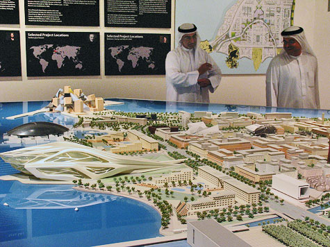 A model of the under-construction, controversial Saadiyat Island development. [via NAFAS]