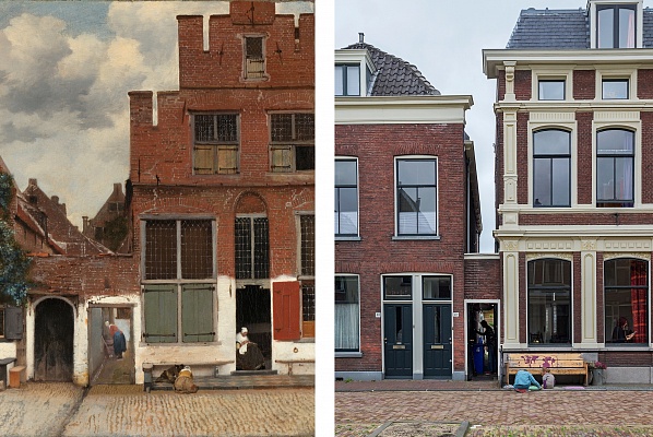 A then and now of Vermeer's Little Street. Credit: Rijksmuseum/The Art Newspaper