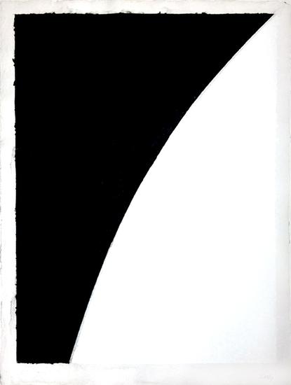 Ellsworth Kelly, "Colored Paper Image I (White Curve with Black I)", 1976 Medium: Colored and pressed paper pulp Sheet size: 46 1/2 x 32 1/2 inches