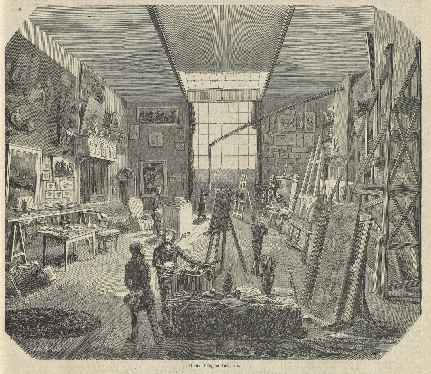 The Studio of Eugène Delacroix. Engraving from: L'Illustration, 25 September 1852, 205, The Hague, Koninklijke Bibliotheek, T 1788.