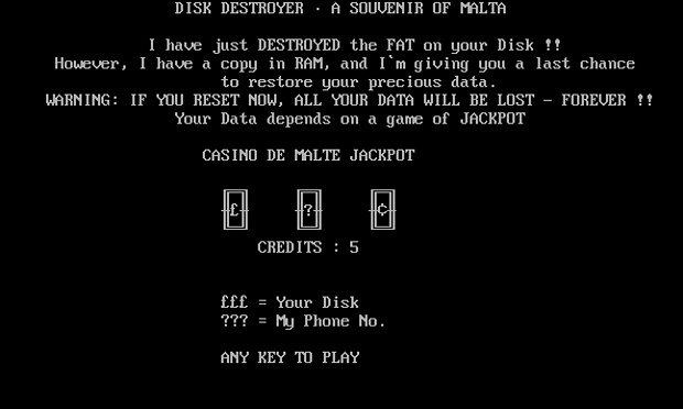 Still from Casino's Jackpot game. Credit: Malware Museum/Guardian