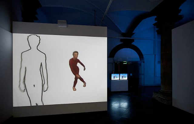 Exhibition view of Charles Atlas's "Discount Body Parts" at De Hallen in 2012. Image courtesy of artist/Luhring Augustine