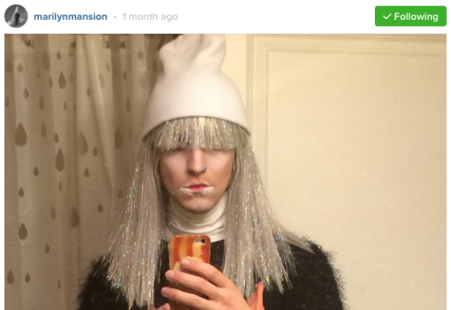 Screen shot of @MarilynMansion (Cameron Lee) Instagram outfit selfie.