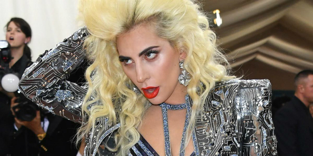 There is so much silver here. And hair spray. Lady Gaga at the Met Ball. Credit: Lady Gaga Daily