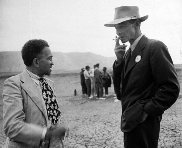 William Laurence (left) and J. Robert Oppenheimer at the Trinity Site, September 1945 Source: Google LIFE images