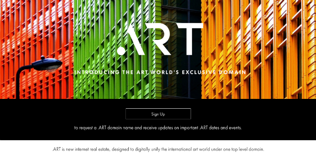 Screen shot of .ART's new website.
