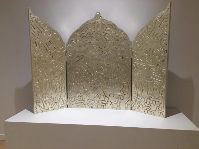 Keith Haring, Altar Piece, 1990 (cast 1996), bronze with white gold-leaf patina 
