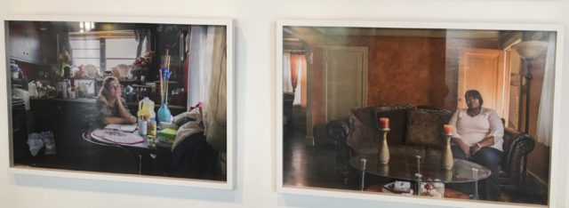 Brittany M. Powell's Debt Portrait #30, Detroit, MI, 2014 and Debt Portrait #29, Harris Township, MI, 2014, framed archival inkjet print (photo by author for Art F City)