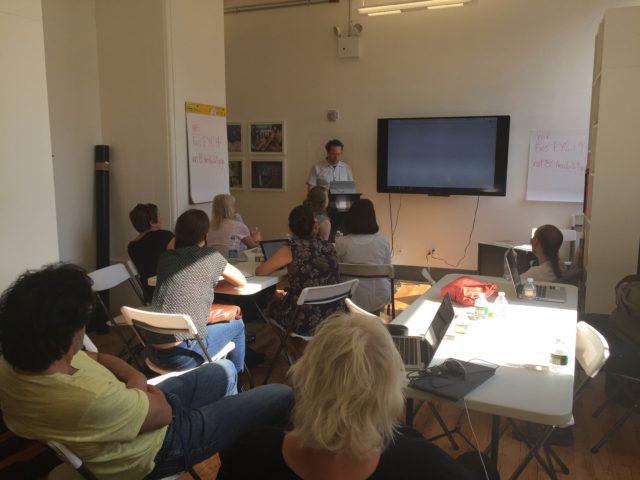 Daniel Temkin heads up the AFC workshop on building your own exhibition online. 