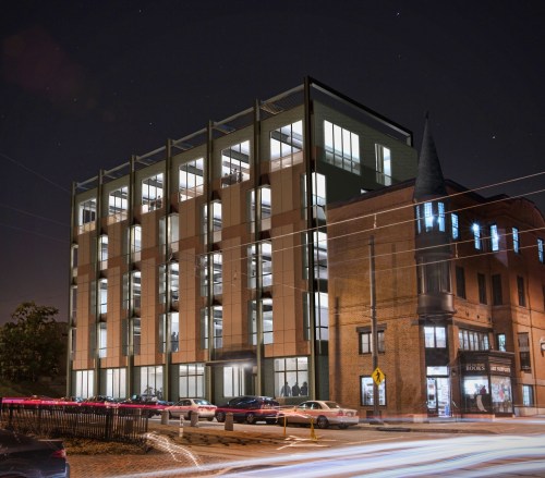 MICA is demolishing the 1914 buildings that house the school's Printmaking department and replacing them with this ugly, out-of-scale thing from GWWO Architects. It's not surprising they opted to render it at night. 
