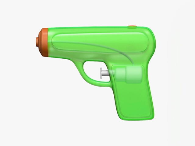 On its latest operating system, iOS 10, Apple has replaced its pistol emoji with this icon of a green water gun.