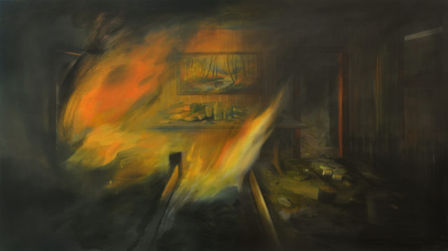 Brandi Twilley, Fire and Fall Painting, 2016, oil on canvas (Courtesy the artist and Sargent's Daughters)