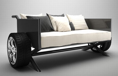 Couch-on-wheels to push people around in the gallery.