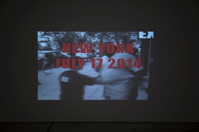 Installation view of Carrie Mae Weems, All the Boys: Video in Three Parts, 2016 (©Carrie Mae Weems. Courtesy of the artist and Jack Shainman Gallery, New York) 