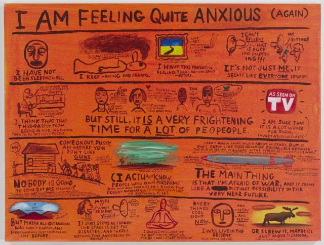 Jim Torok, “I Am Feeling Quite Anxious Again,” 2016, Acrylic on Canvas (Courtesy of the artist and Pierogi, New York)