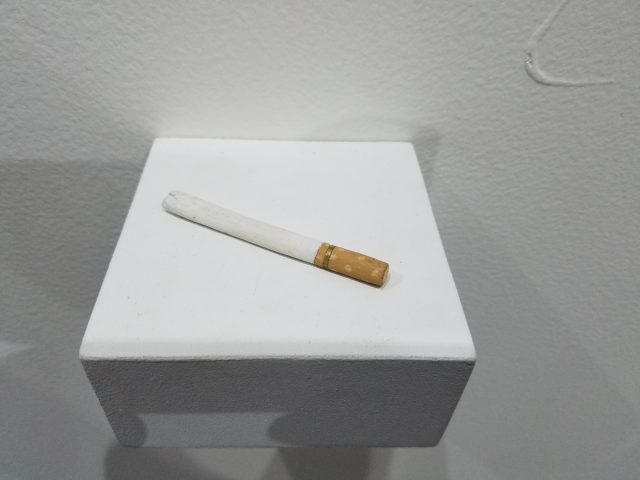 Ryan Patrick Quast at Wil Aballe Art Projects, of Vancouver. This cigarette is made entirely out of paint (no surface). 