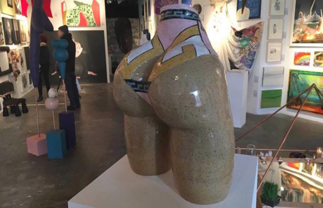 Meegan Barnes's Peek-a-boo Versace Booty at the 2017 Whitney Houston Biennial (photo by author)